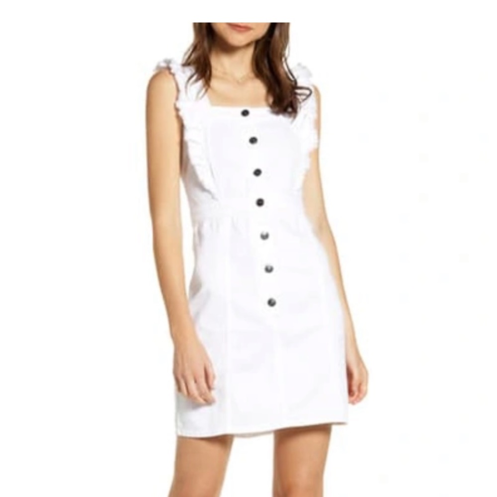 Cupcakes And Cashmere Galia Button-Front Sleeveless Ruffle Denim Mini Dress - 6